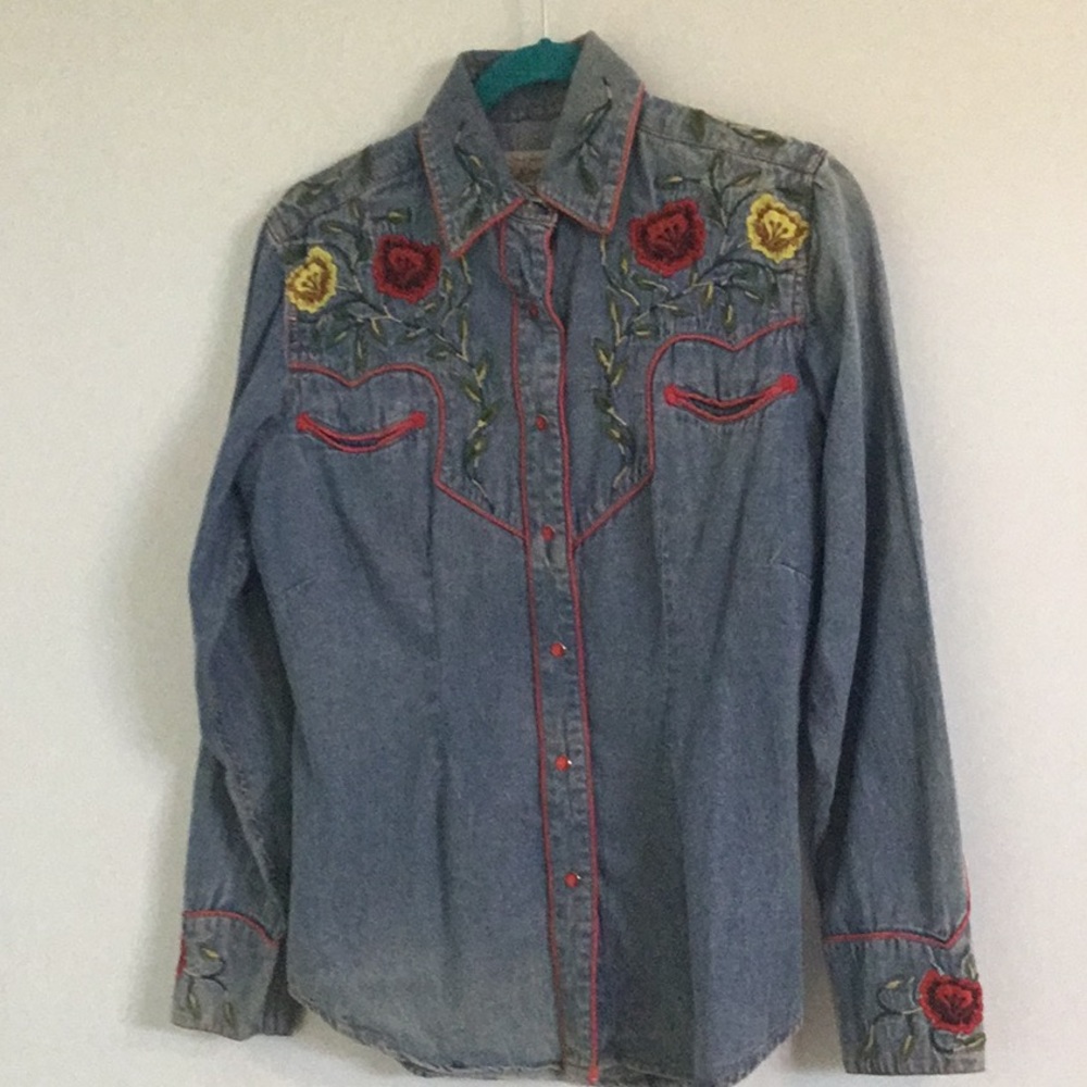 Rockmount Ranch Wear Embroidered Denim Shirt Small